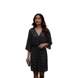 Needle And Thread Dress US 6 Gray Beaded Embellished Shirt Sleeve Mini *No Slip*